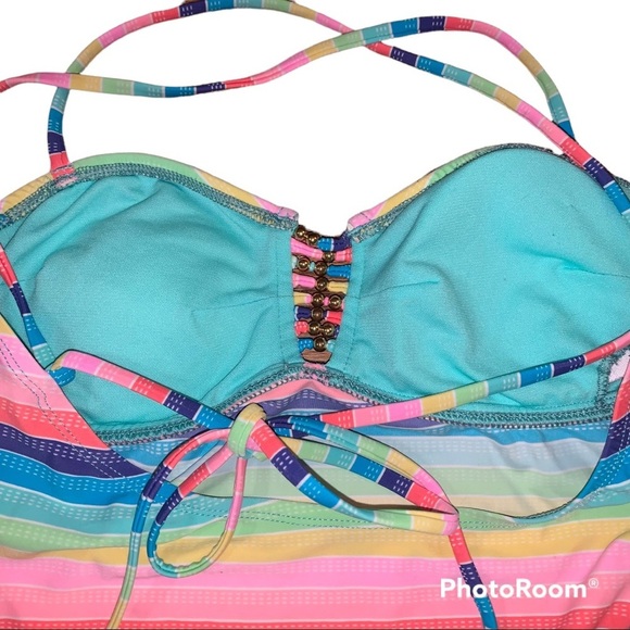 Hobie Rainbow Striped Bra Tankini size Large - Picture 4 of 7
